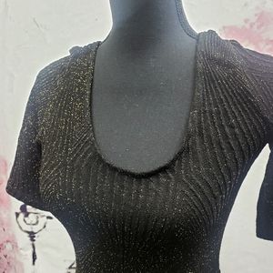 Bodycon Dark Brown & Gold Dress